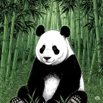 Panda em floresta de bambús