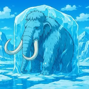 Mamute congelado em uma geleira