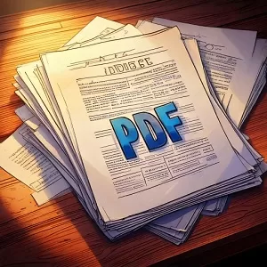 Arquivos pdf's impressos em cima de uma mesa