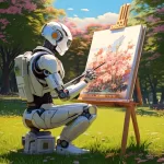 robô pintando um quadro